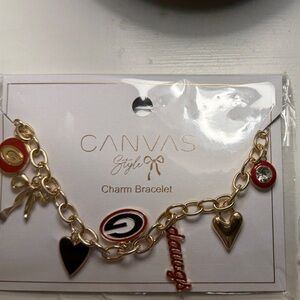 Georgia Bulldogs Canvas Gold Charm Bracelet New
